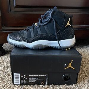 Jordan Retro Athletic Shoes - Black and Gold